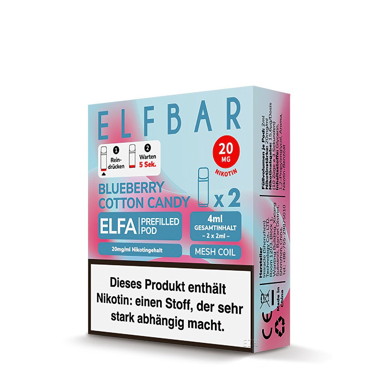 ELFA Pods Blueberry Cotton Candy 2 x 2ml 20mg/ml Nikotin by Elfbar - Elfbar600.bayern