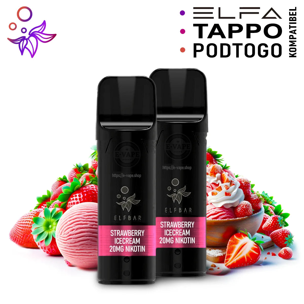 Strawberry Icecream Pods für Elfbar Elfa, Tappo