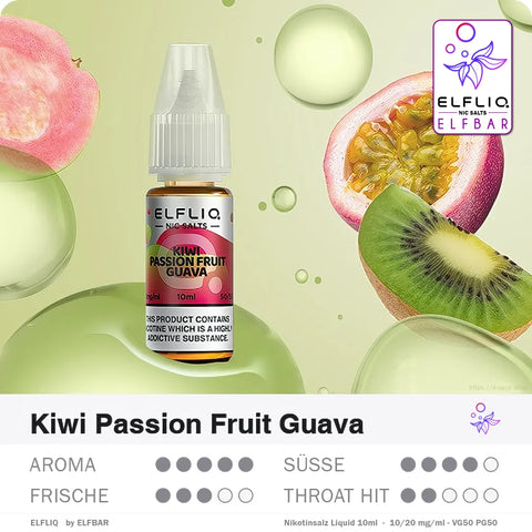 Elfbar Liquid ELFLIQ Kiwi Passion Fruit Guava 10/20mg